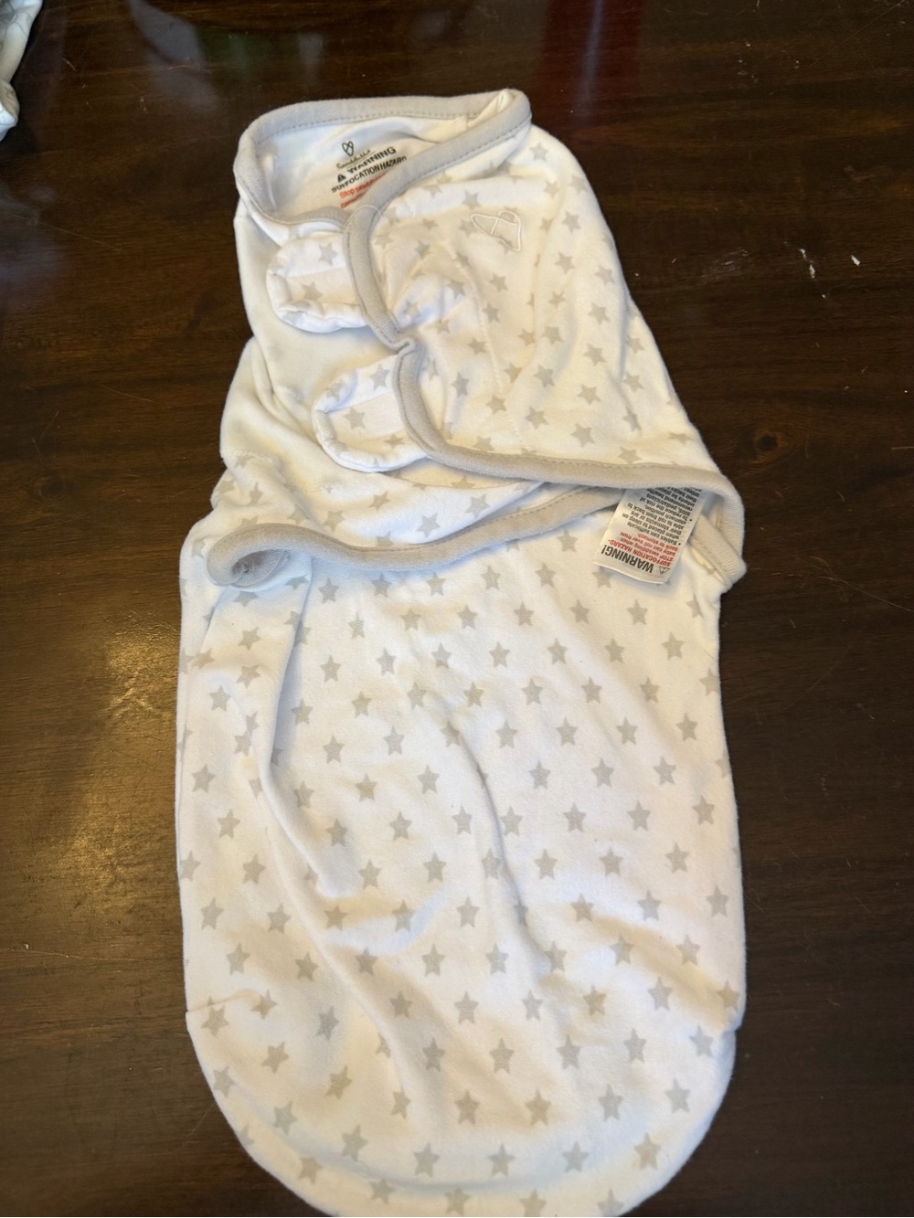SwaddleMe White Sleepsack with Light Gray Star Print